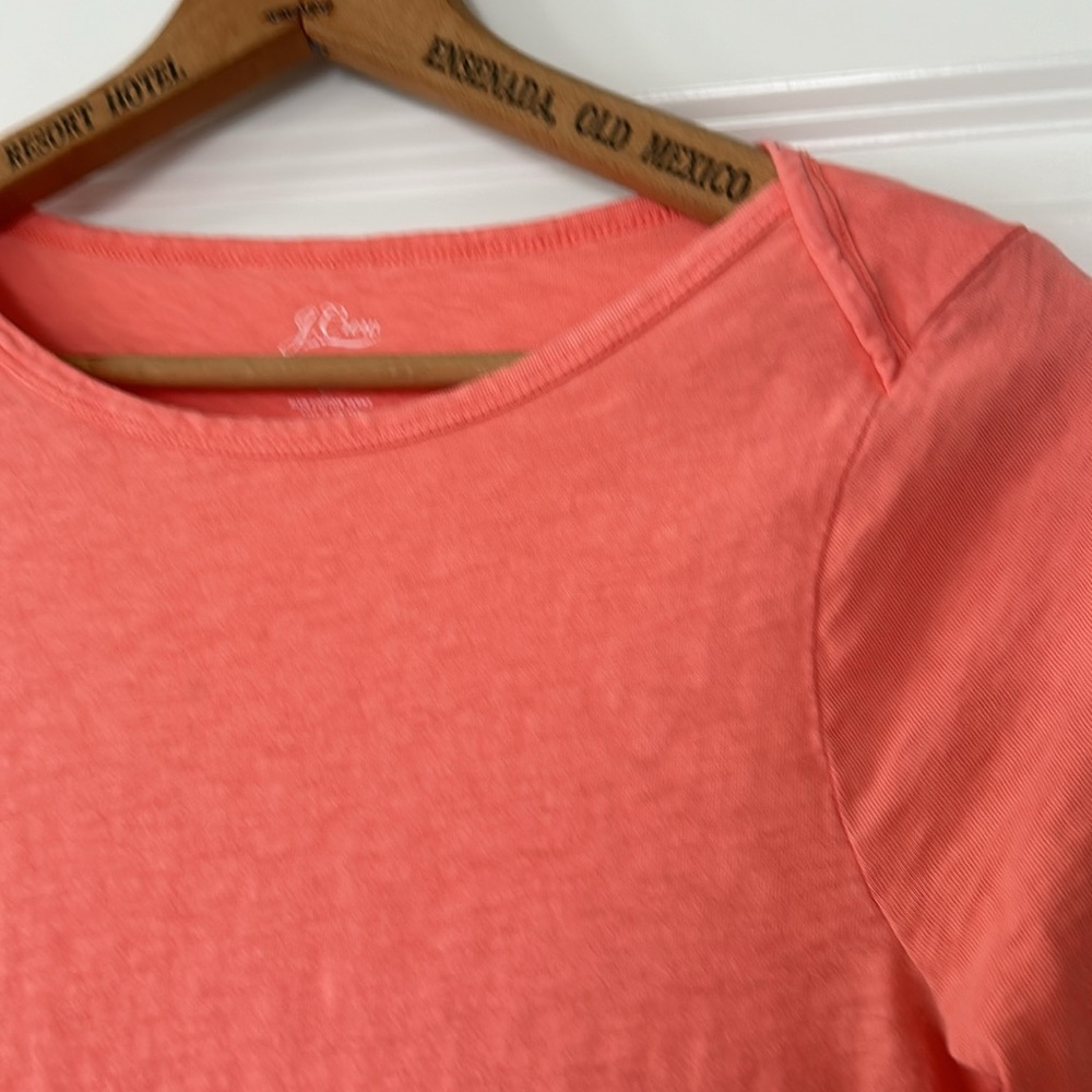 J Crew Slub Tee w Vented 3/4 Sleeves. Peach  Color Size S w MEASUREMENTS Cotton - Picture 4 of 9